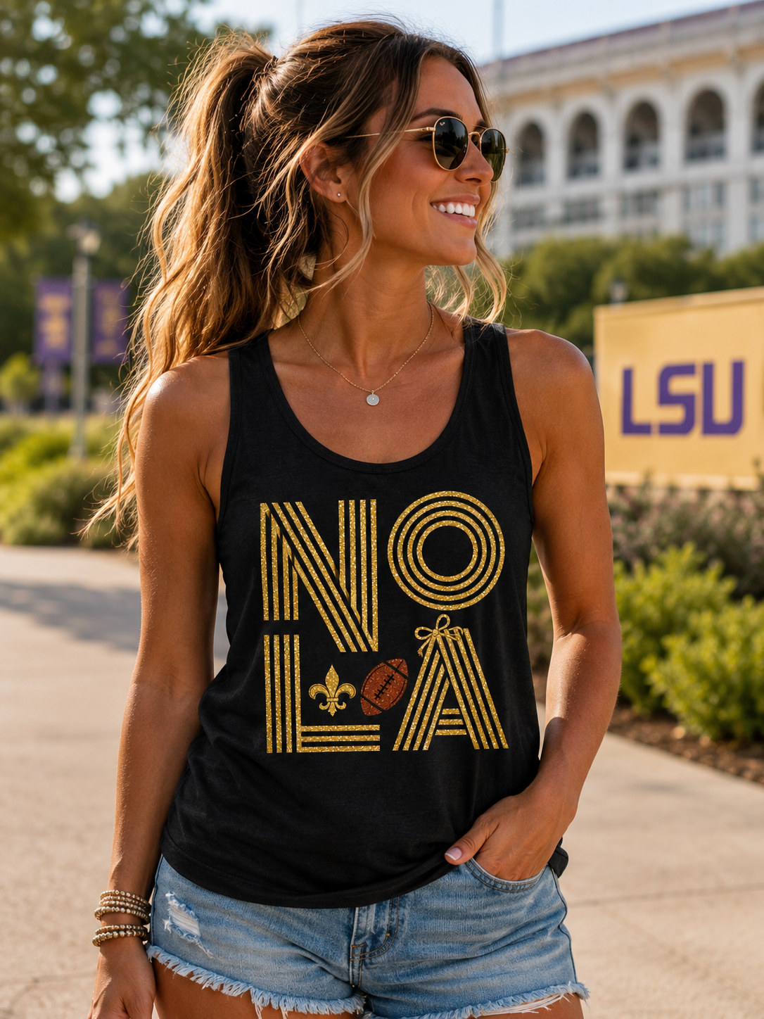 NOLA Gold Football Tank Top