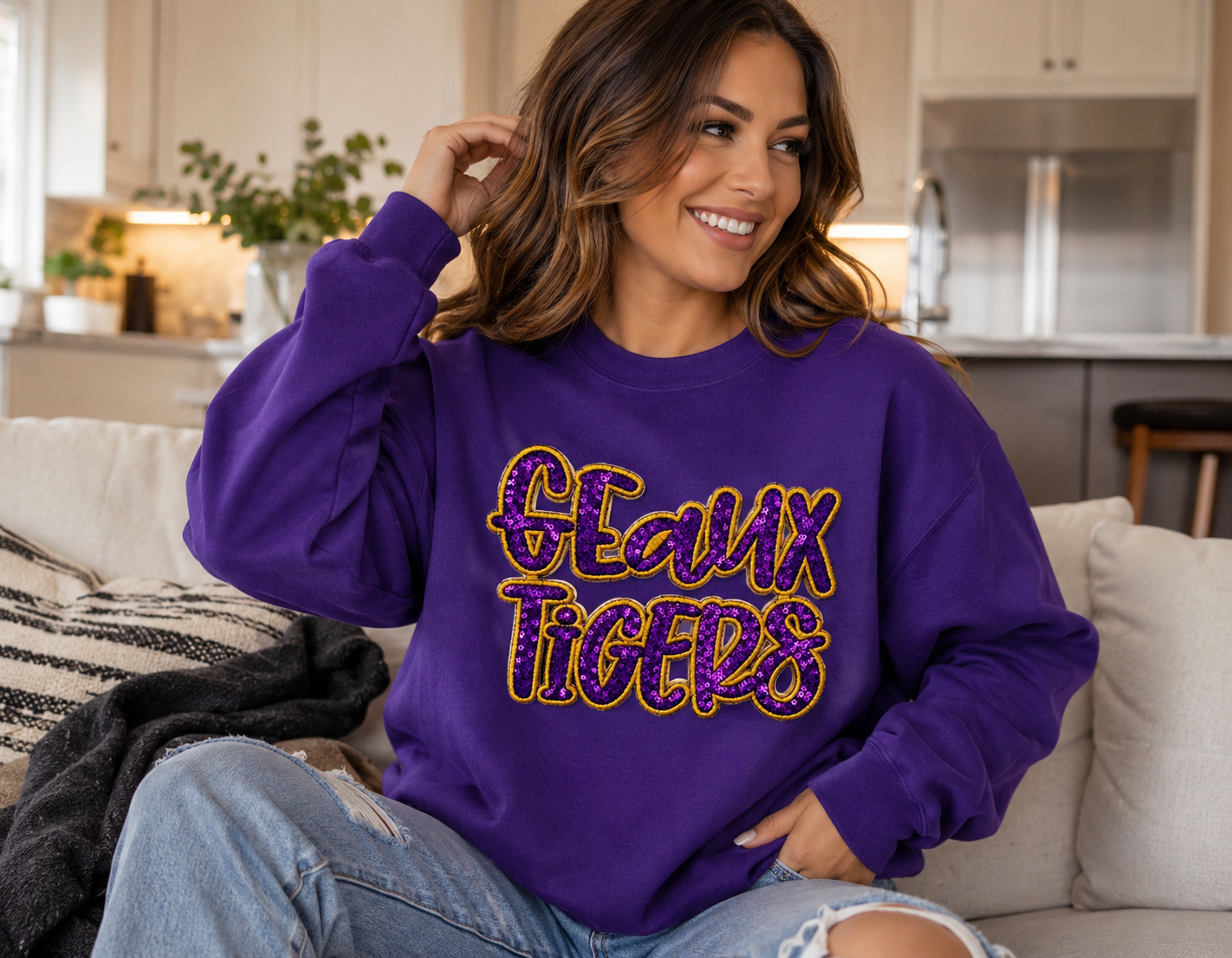 Geaux Tigers Sequin Sweatshirt