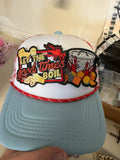 Let the good times boil with crawfish print trucker hat