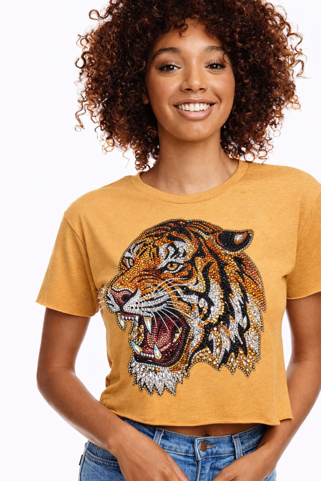 Tiger Head Faux Rhinestone