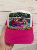 Boujee Tiger Trucker Hat with Chain