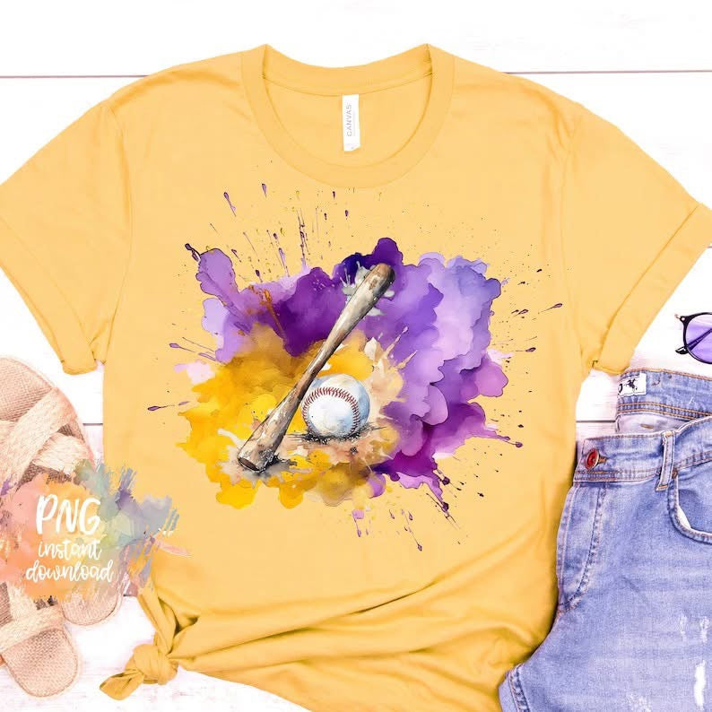 Purple & Gold Baseball Tee