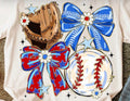 Baseball & Red & Blue Bows