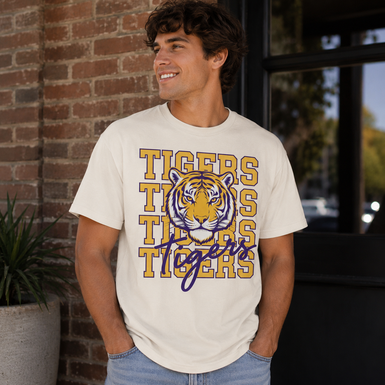 Tigers Stacked Mascot Tee