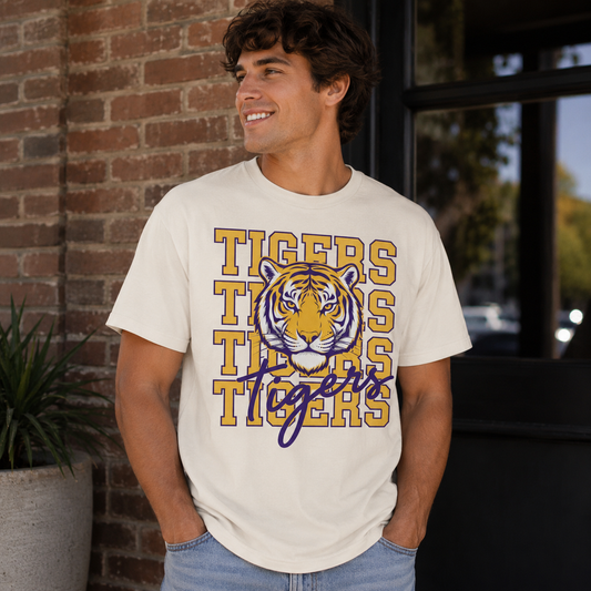 Tigers Stacked Mascot Tee