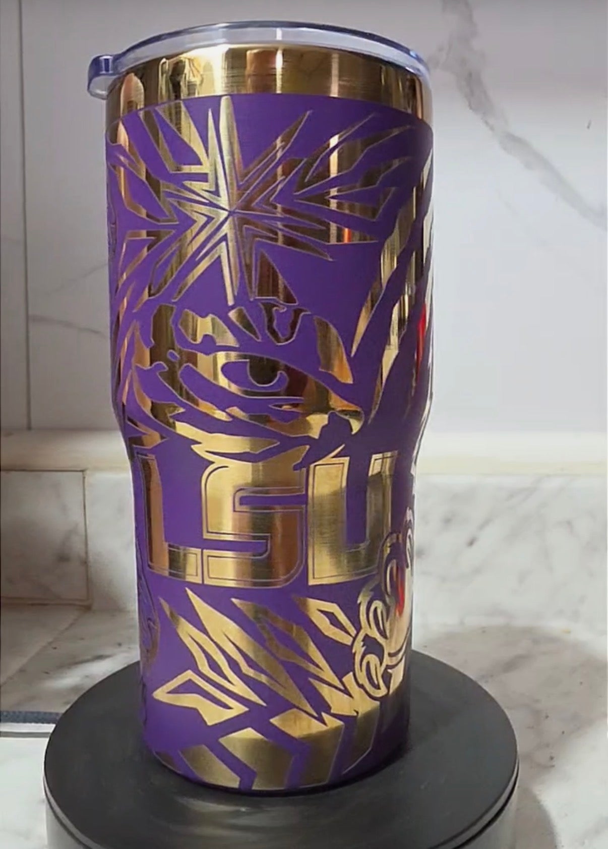 Custom Lasered LSU Tumbler