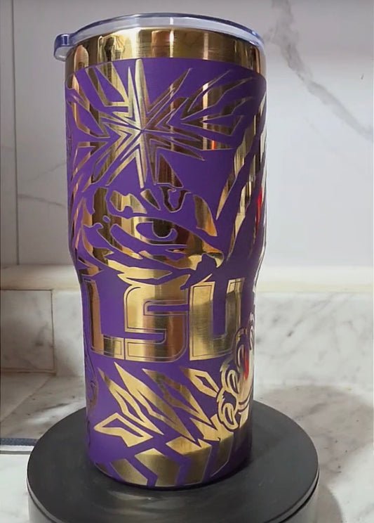 Custom Lasered LSU Tumbler