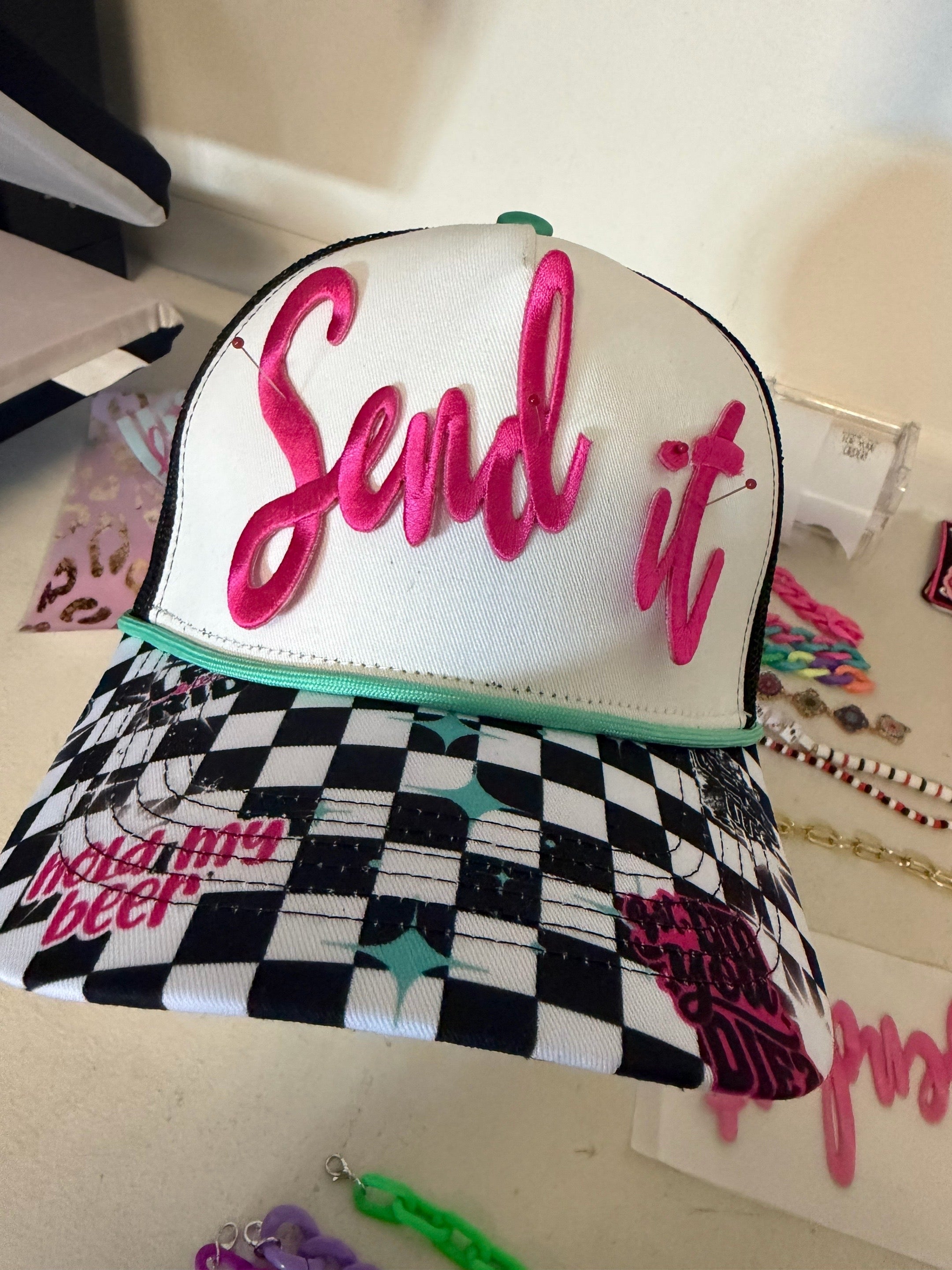 Send IT- Checkered Feral Canvas Hat