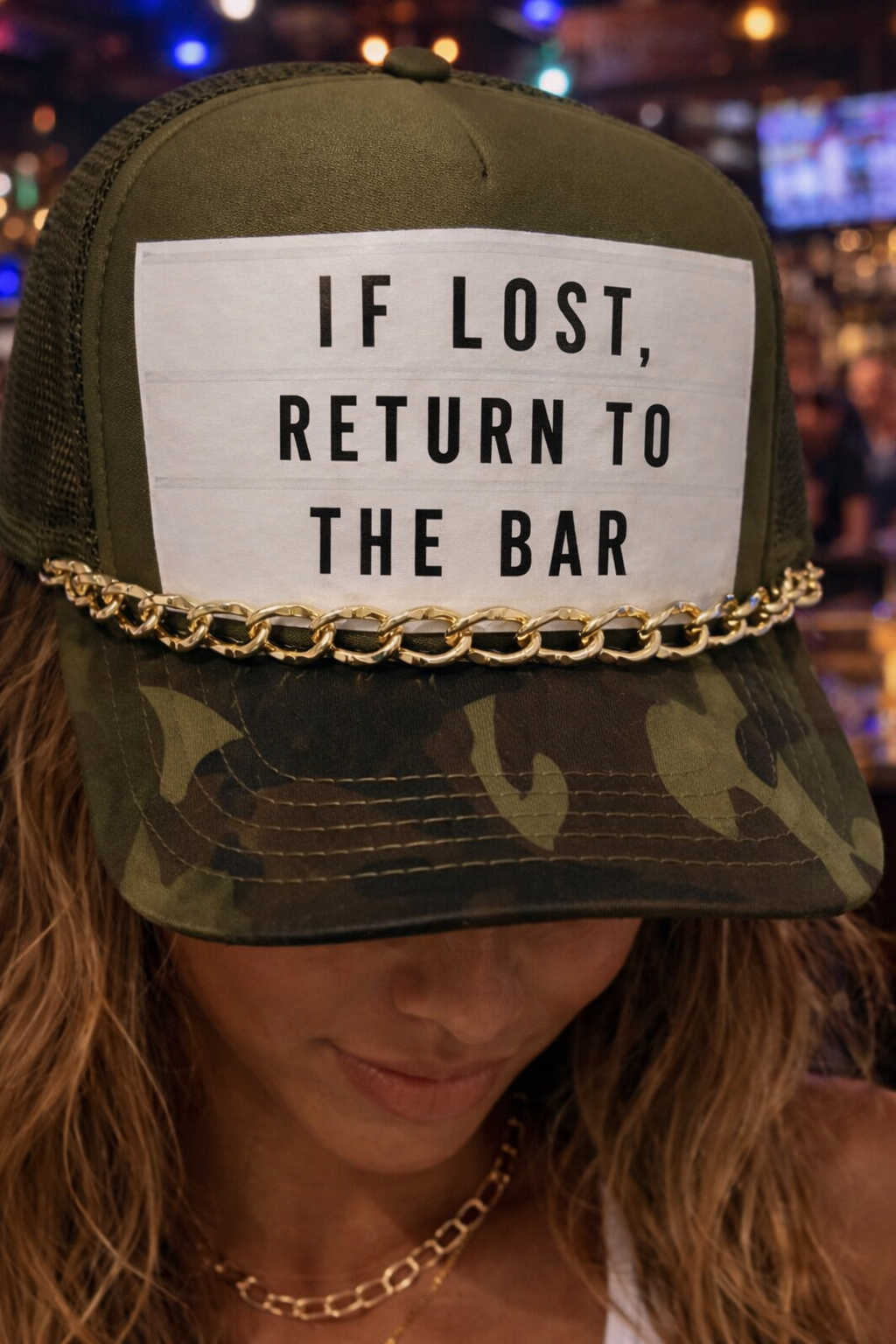 If Lost Return to the Bar Trucker Hat & Chain