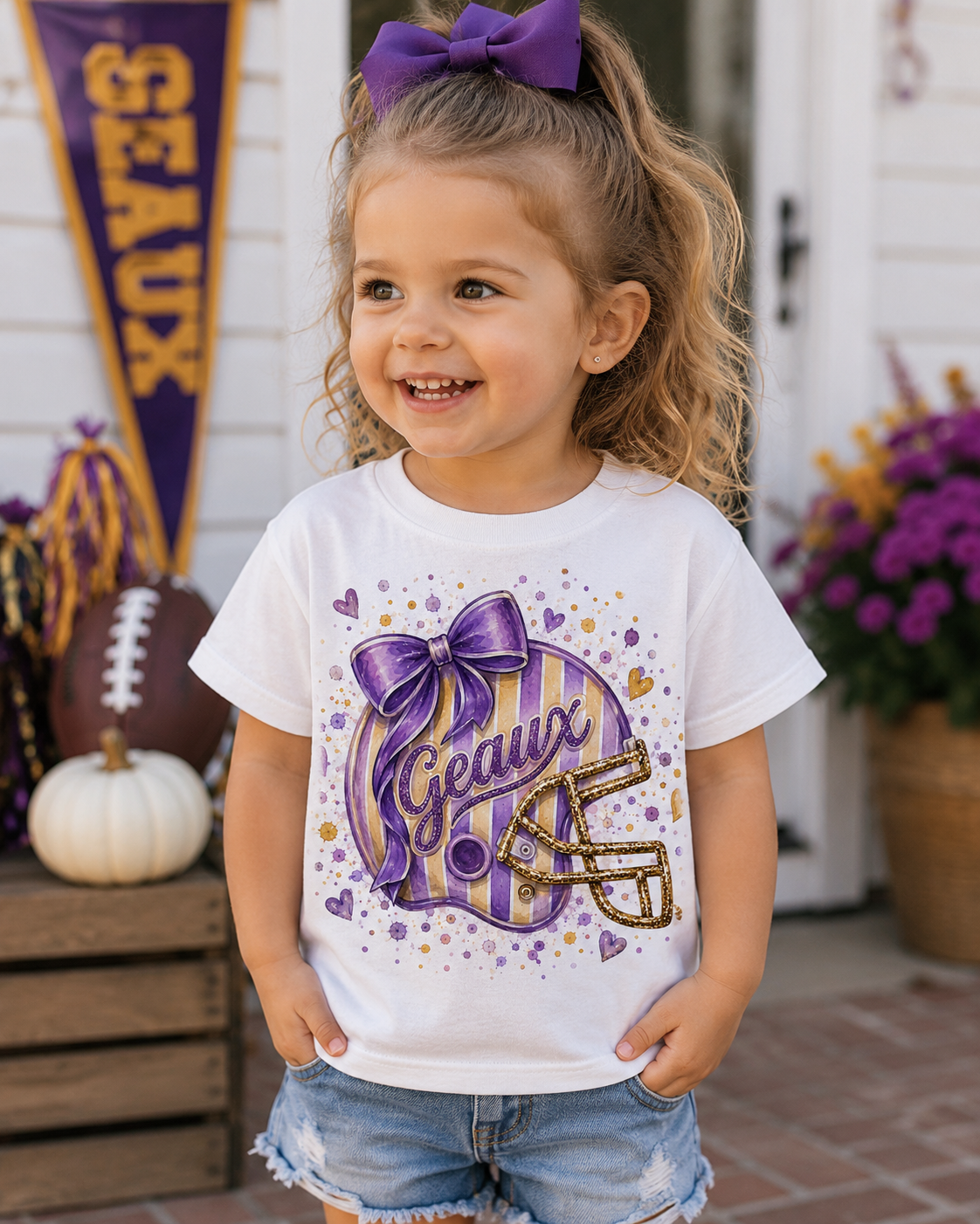 Girls Geaux Game Day Football Helmet Tee