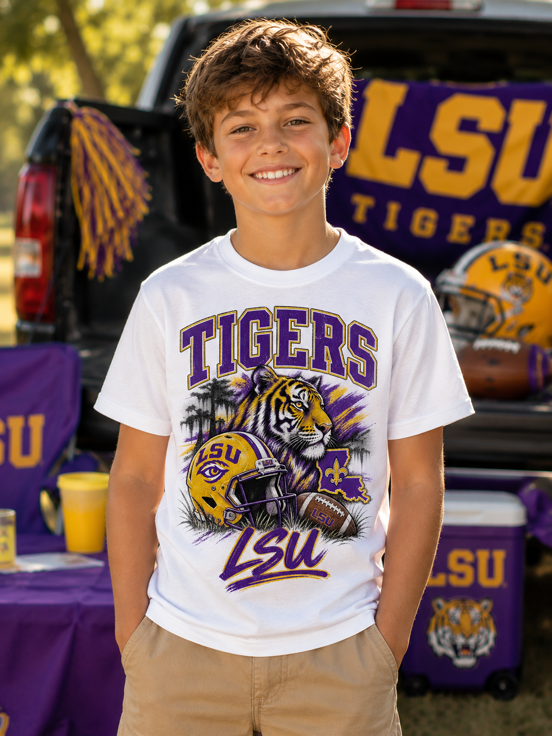 Purple & Gold Tigers Football Tee