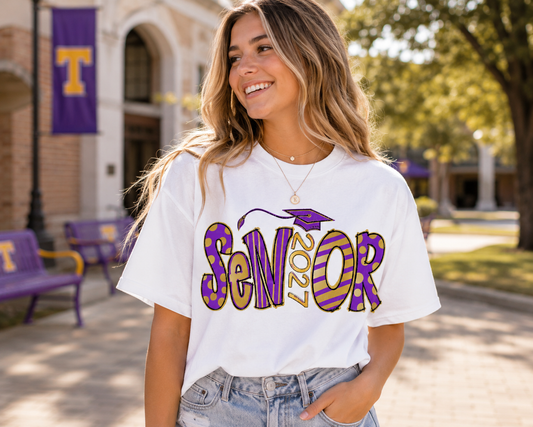 Senior 2027 Purple & Gold Graduation Cap