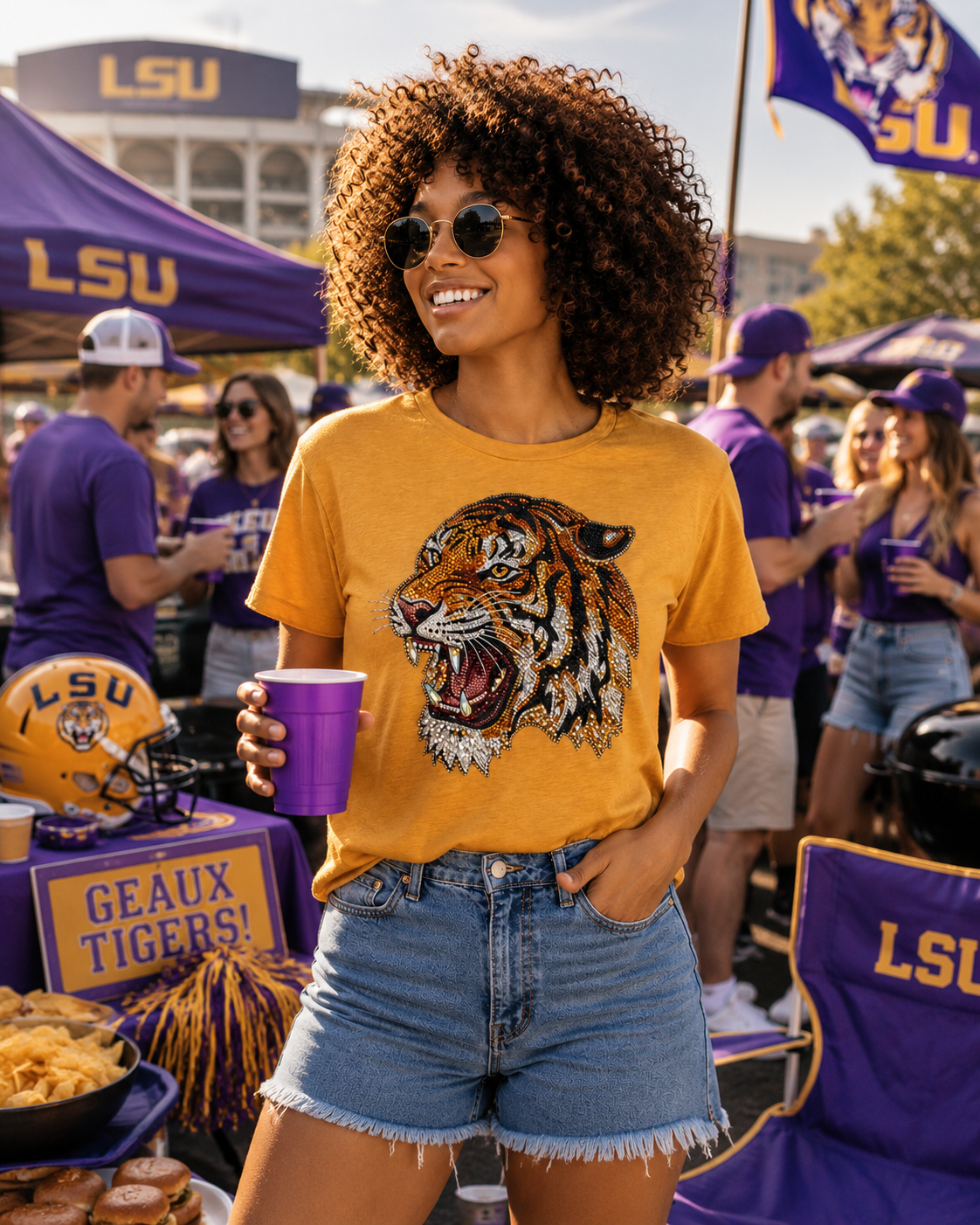 Tiger Head Faux Rhinestone