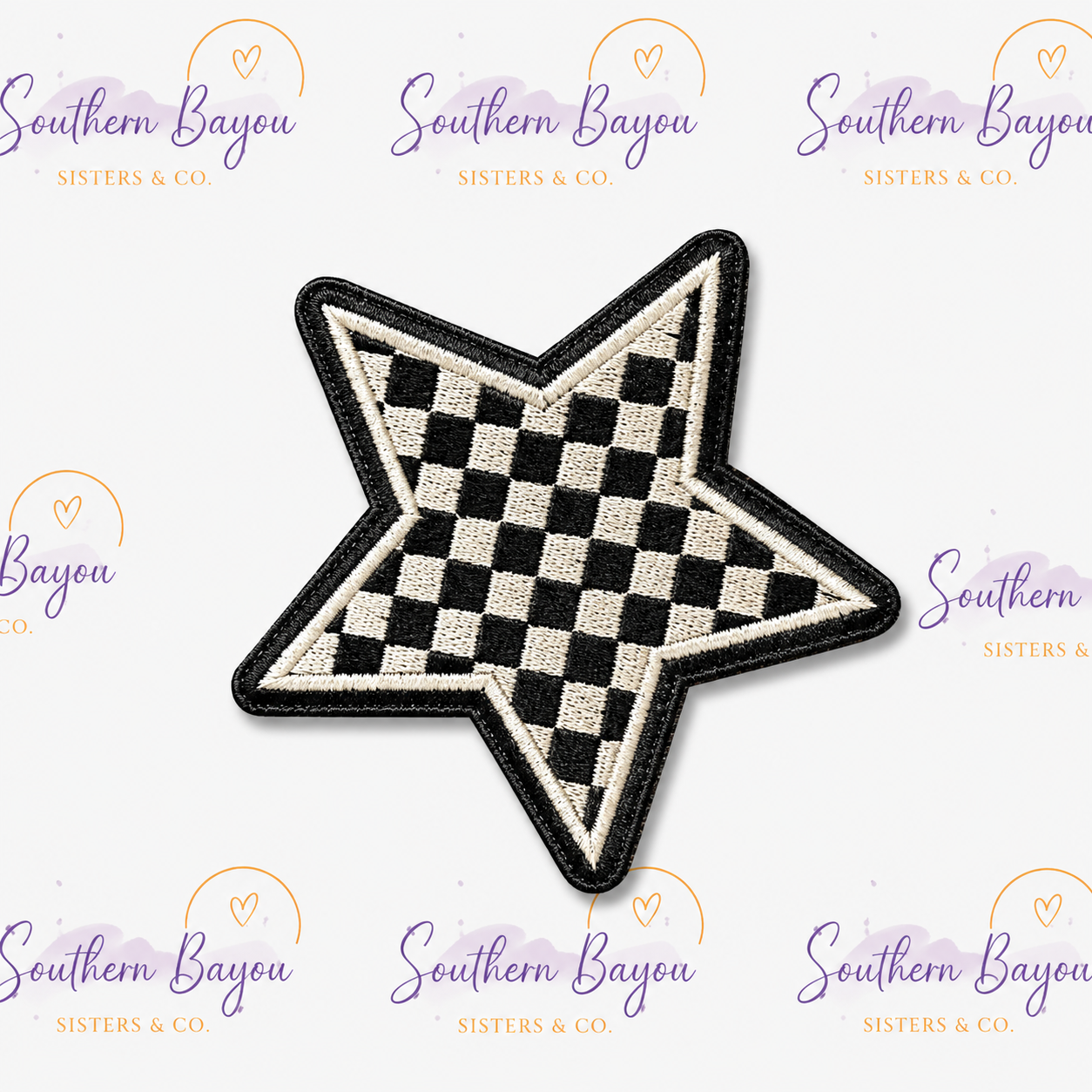 Black & White Checkered Star Patch