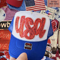 Red, white, and a lil’ feral Trucker Hat✨