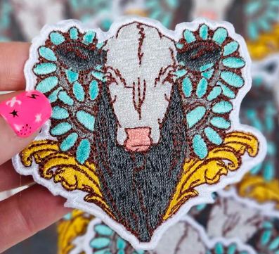Black Cow Turquoise Patch