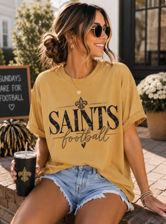Saints Football Mustard Comfort Colors Tee